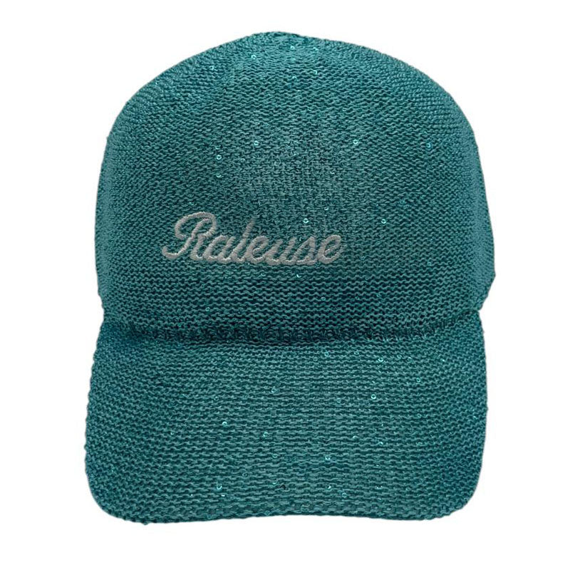 Casquette fantaisie pailletée - Broderie "Râleuse" - Turquoise