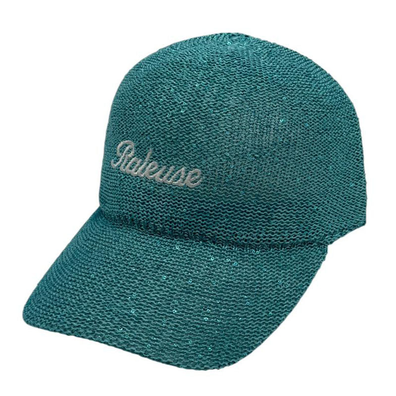 Casquette fantaisie pailletée - Broderie "Râleuse" - Turquoise