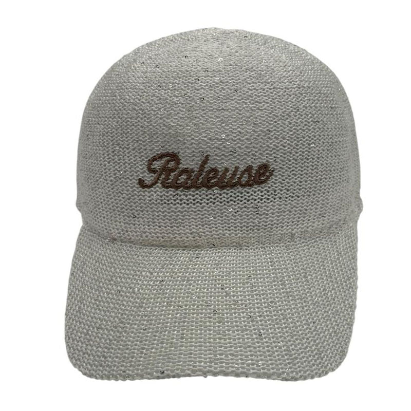 Casquette fantaisie pailletée - Broderie "Râleuse" - Ecru