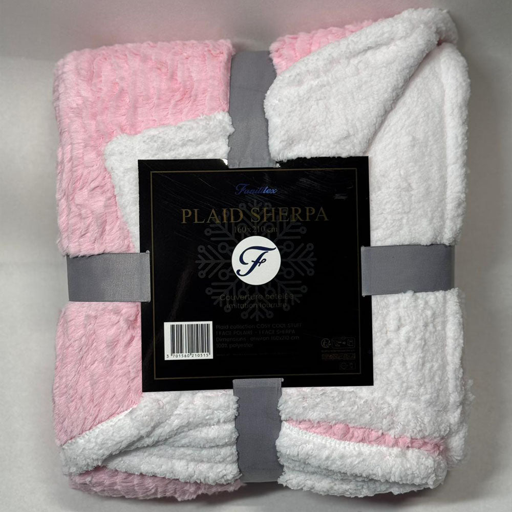 Plaid Sherpa Côtelé Rose